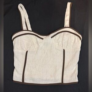 Women’s Like New Sienna Sky Cream and Brown Crop Top Size Medium